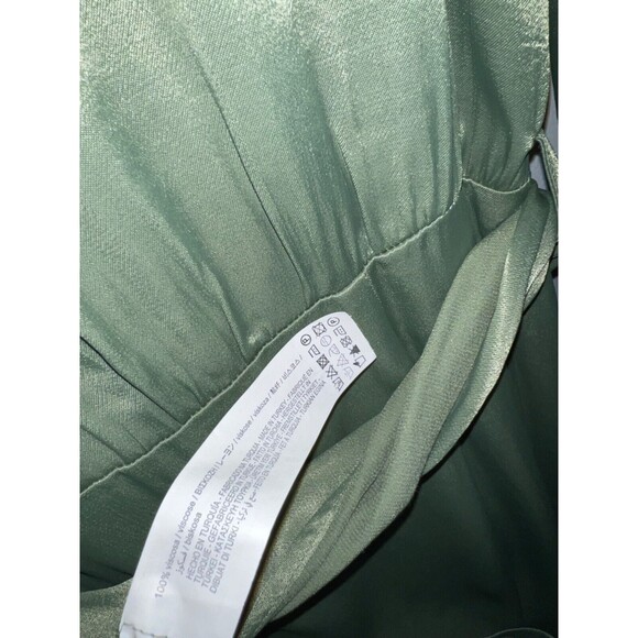 Zara Women's Dress Satin Short Long-Sleeve Collared Green Size S (NEW) - Picture 9 of 9